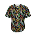 Vintage Feather Pattern Print Men's Baseball Jersey