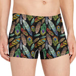 Vintage Feather Pattern Print Men's Boxer Briefs
