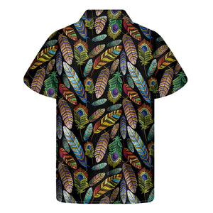 Vintage Feather Pattern Print Men's Short Sleeve Shirt