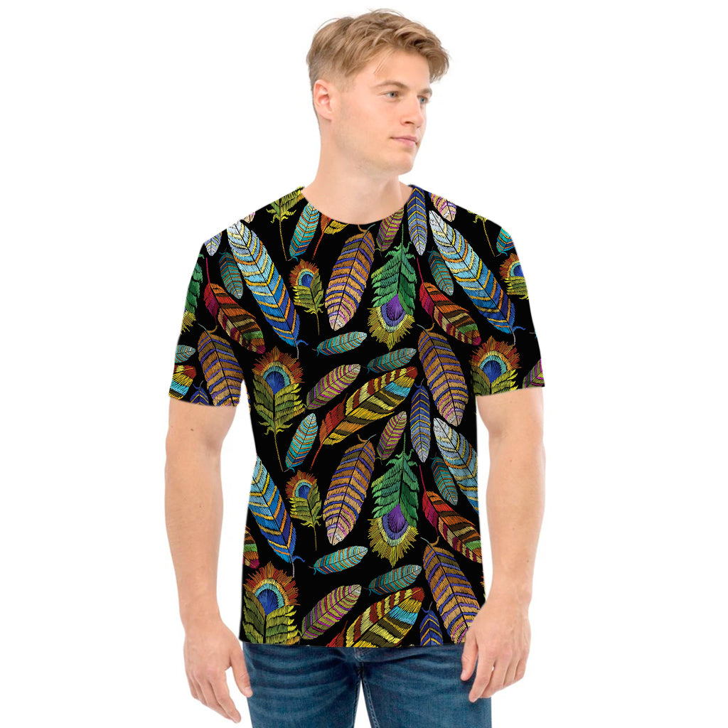 Vintage Feather Pattern Print Men's T-Shirt