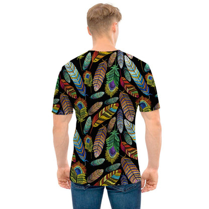 Vintage Feather Pattern Print Men's T-Shirt