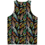 Vintage Feather Pattern Print Men's Tank Top