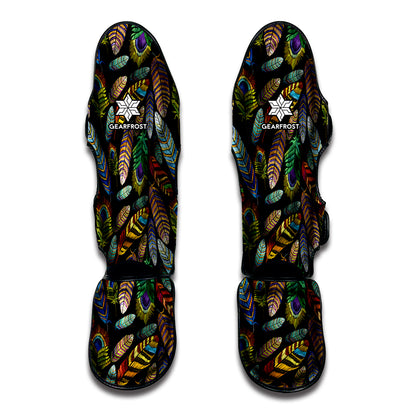 Vintage Feather Pattern Print Muay Thai Shin Guard