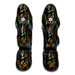 Vintage Feather Pattern Print Muay Thai Shin Guard