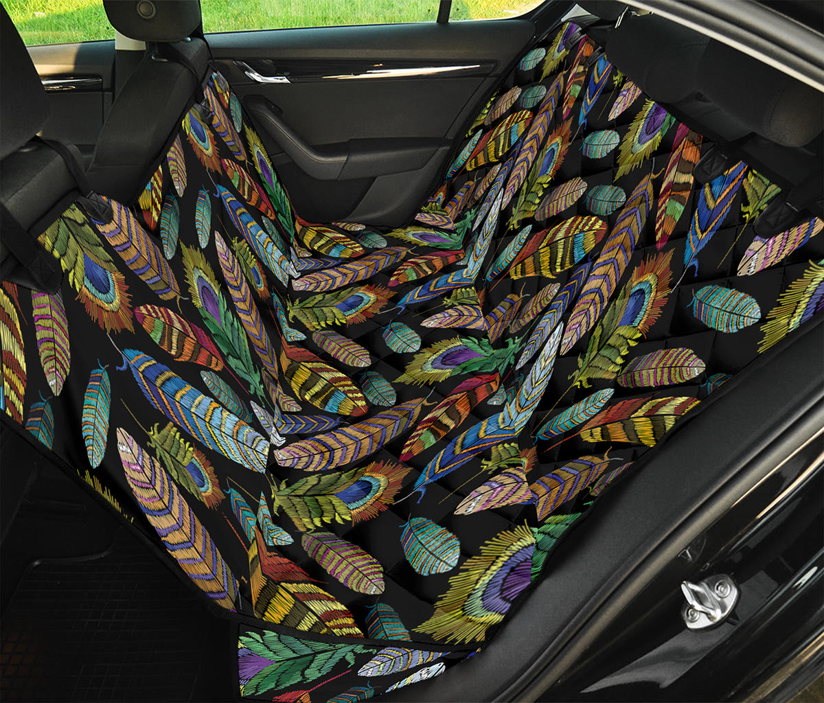 Vintage Feather Pattern Print Pet Car Back Seat Cover