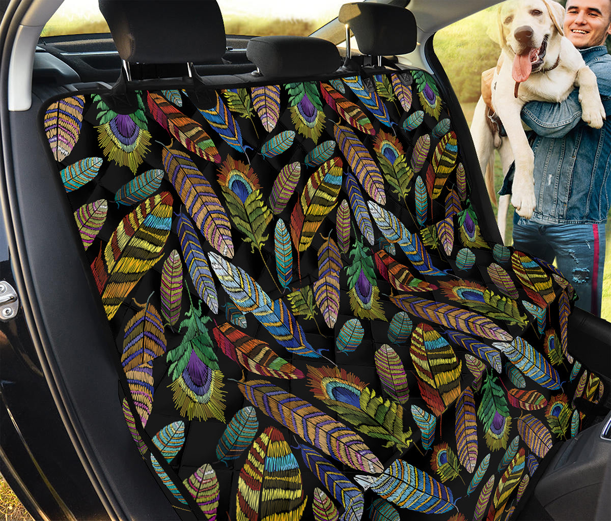 Vintage Feather Pattern Print Pet Car Back Seat Cover