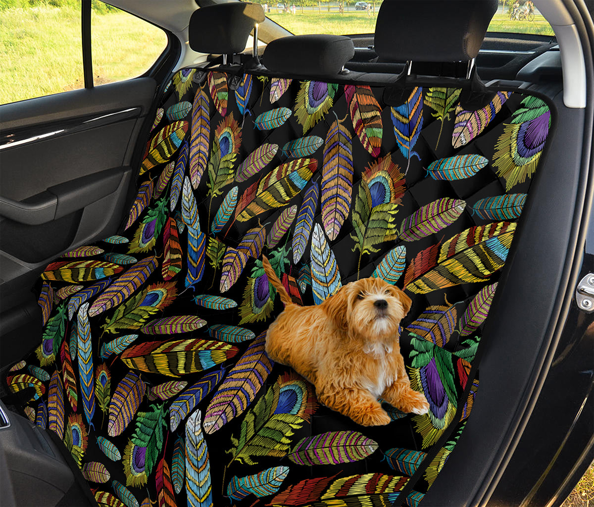 Vintage Feather Pattern Print Pet Car Back Seat Cover
