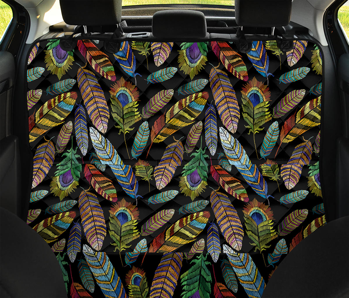 Vintage Feather Pattern Print Pet Car Back Seat Cover
