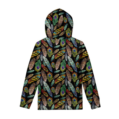 Vintage Feather Pattern Print Pullover Hoodie