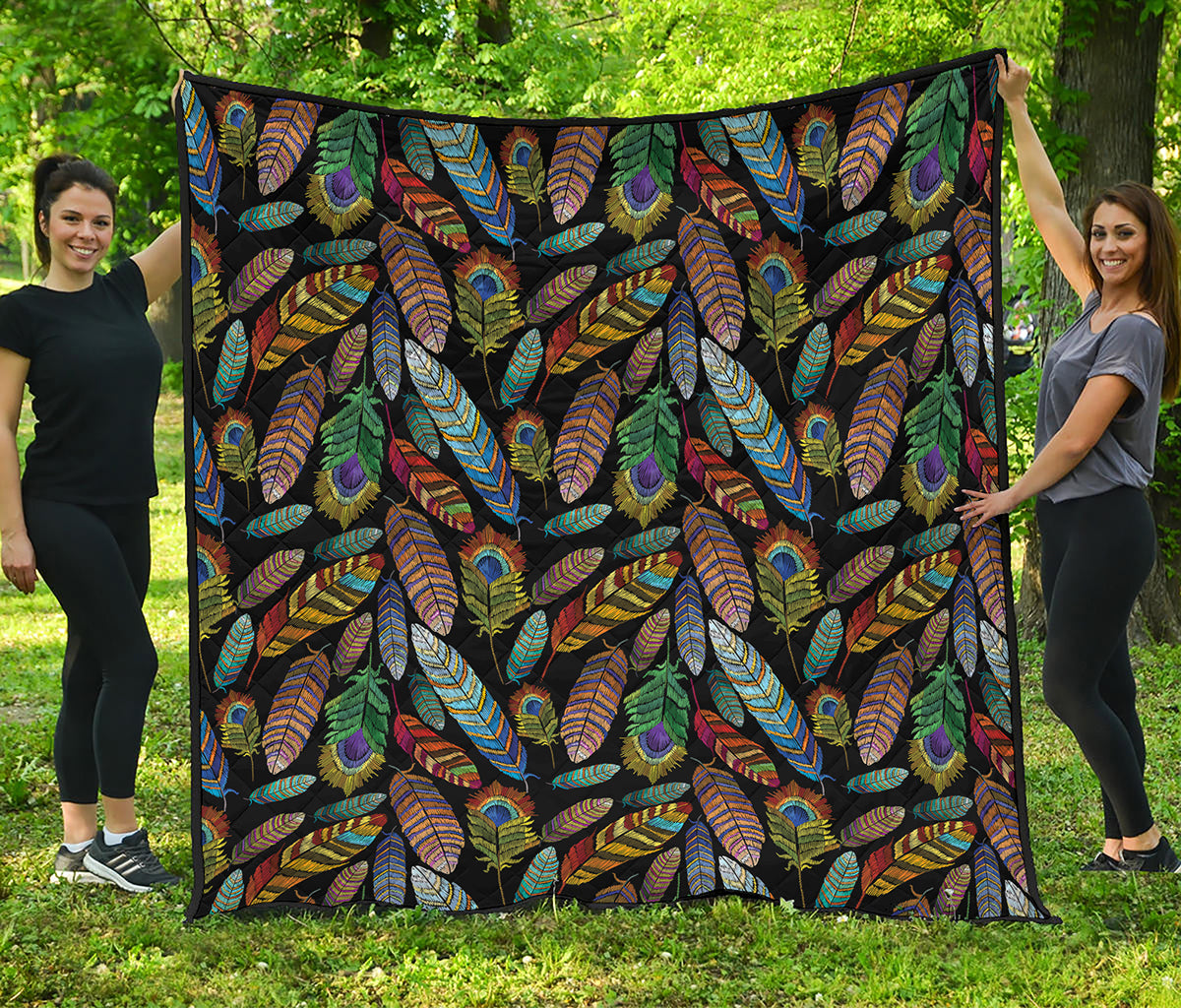 Vintage Feather Pattern Print Quilt