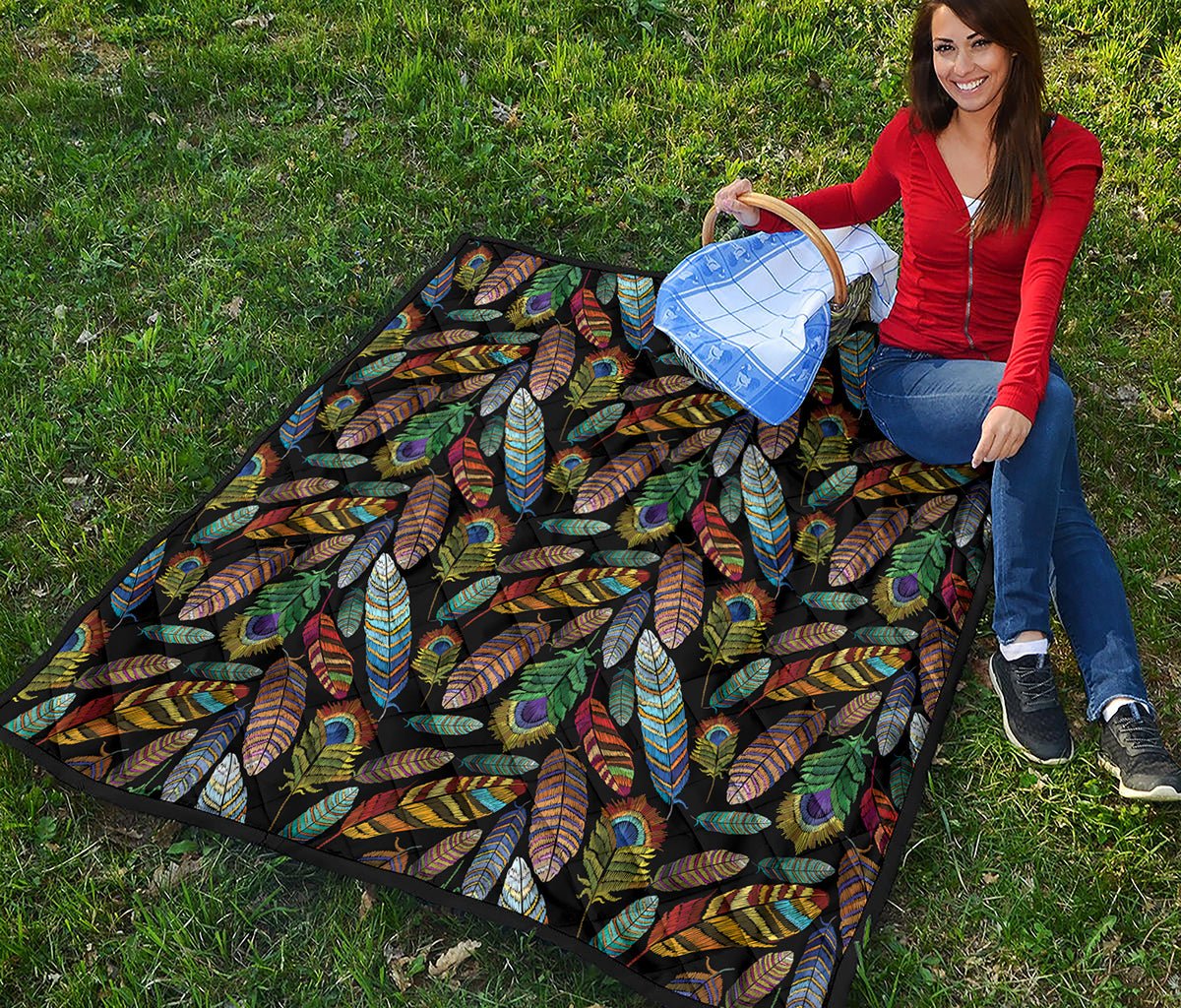 Vintage Feather Pattern Print Quilt