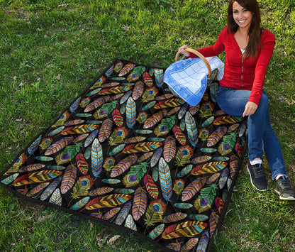 Vintage Feather Pattern Print Quilt