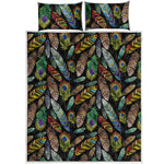 Vintage Feather Pattern Print Quilt Bed Set