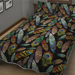 Vintage Feather Pattern Print Quilt Bed Set