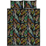 Vintage Feather Pattern Print Quilt Bed Set