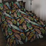 Vintage Feather Pattern Print Quilt Bed Set