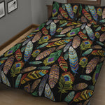 Vintage Feather Pattern Print Quilt Bed Set