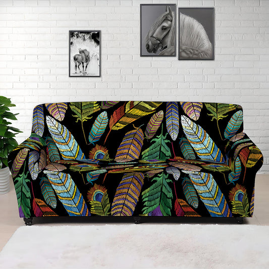 Vintage Feather Pattern Print Sofa Cover