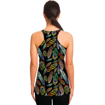Vintage Feather Pattern Print Women's Racerback Tank Top