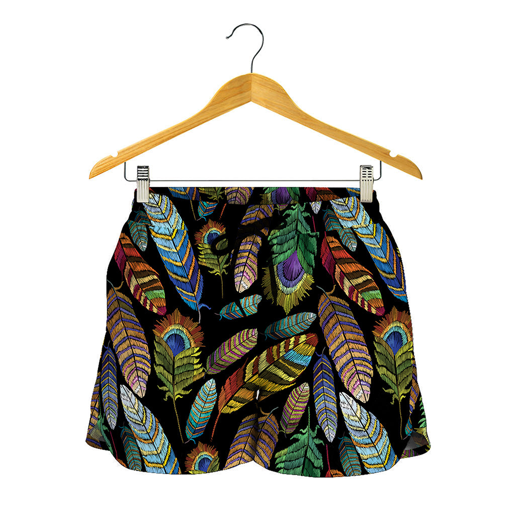 Vintage Feather Pattern Print Women's Shorts
