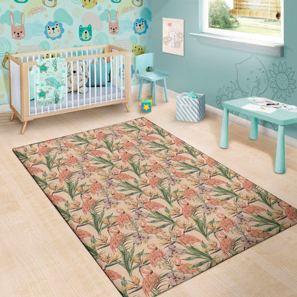 Vintage Flamingo Pattern Print Area Rug