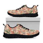 Vintage Flamingo Pattern Print Black Sneakers