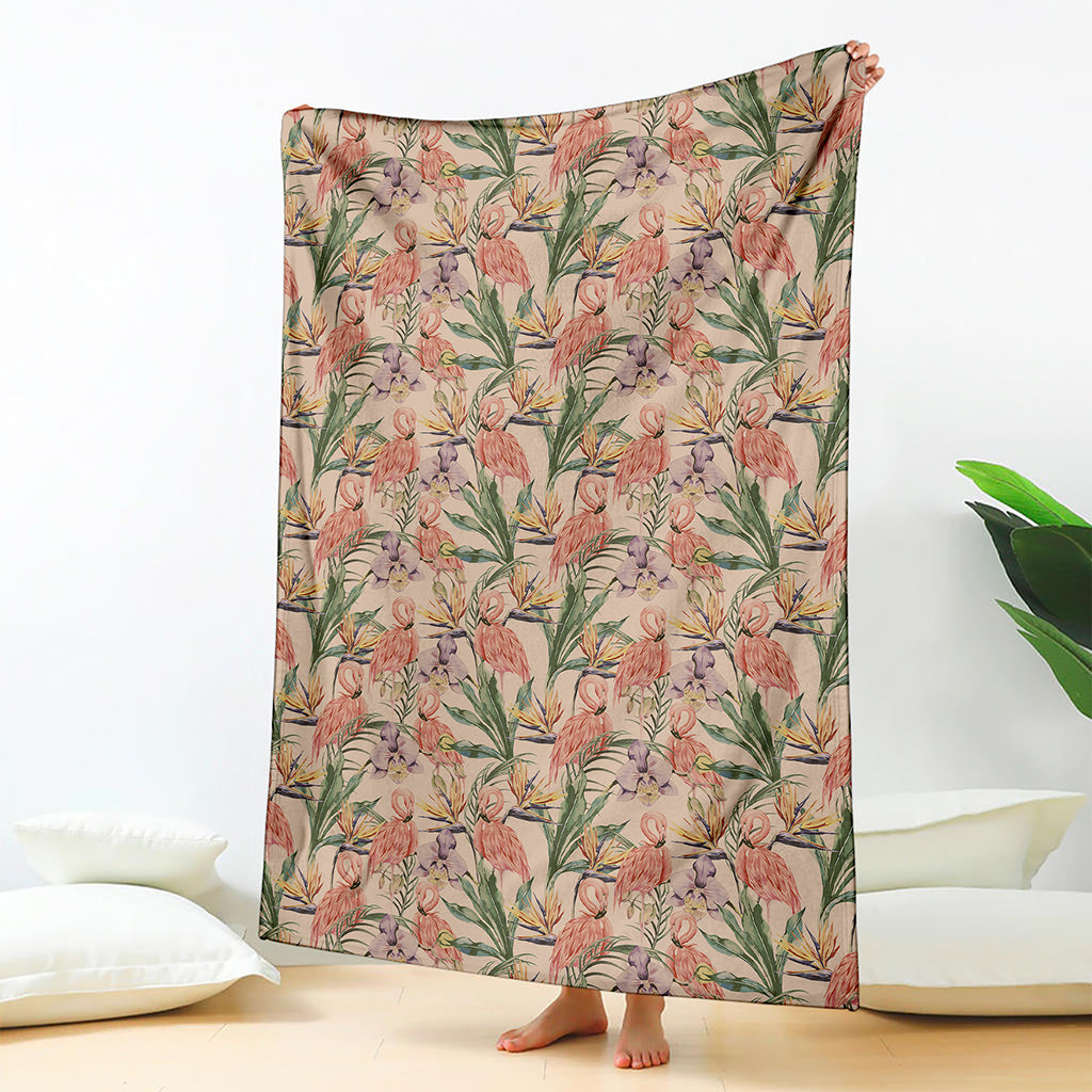 Vintage Flamingo Pattern Print Blanket