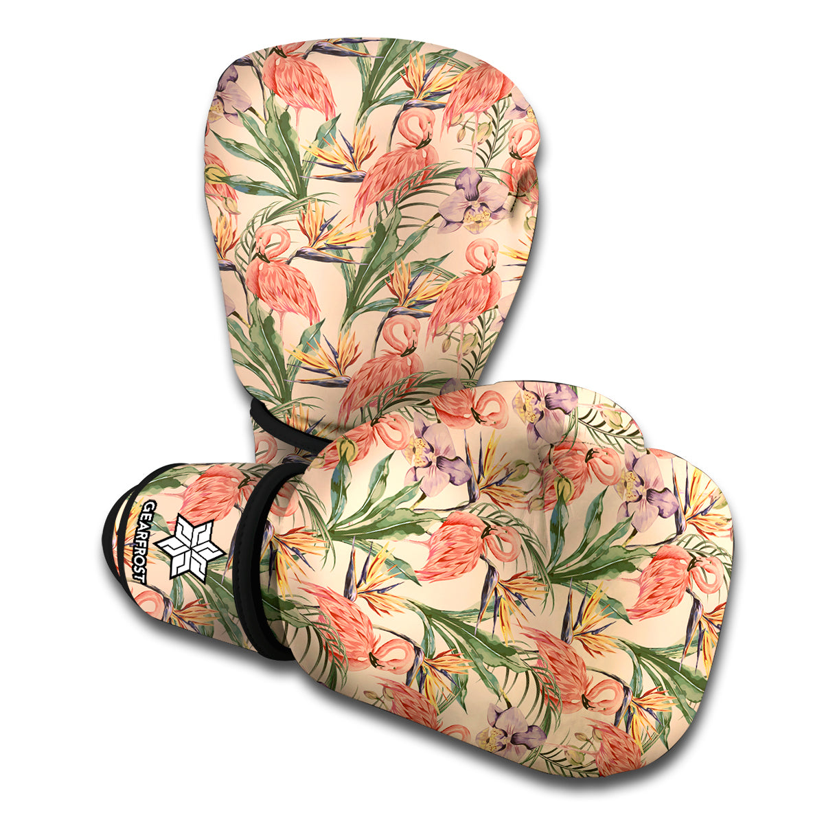 Vintage Flamingo Pattern Print Boxing Gloves