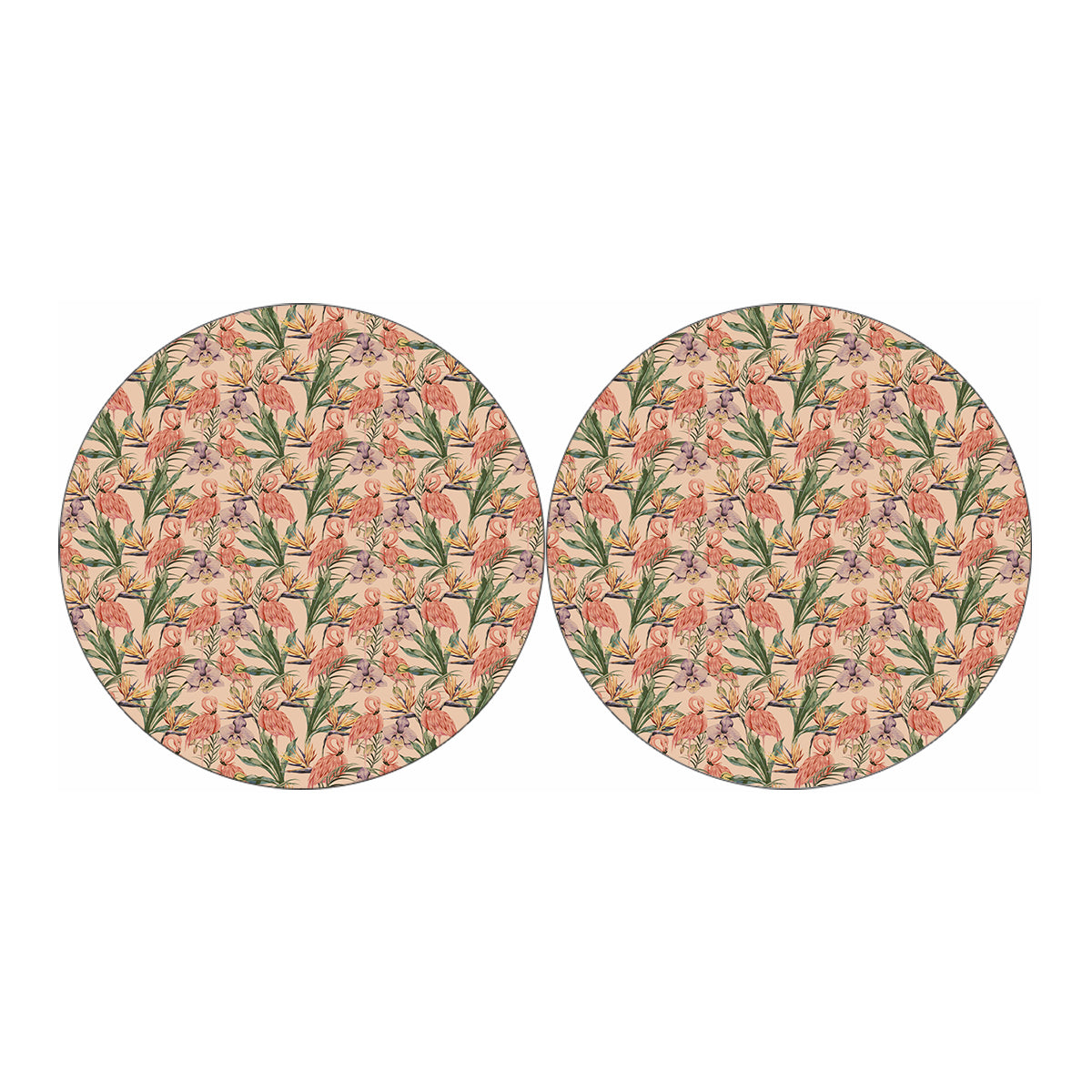 Vintage Flamingo Pattern Print Car Coasters