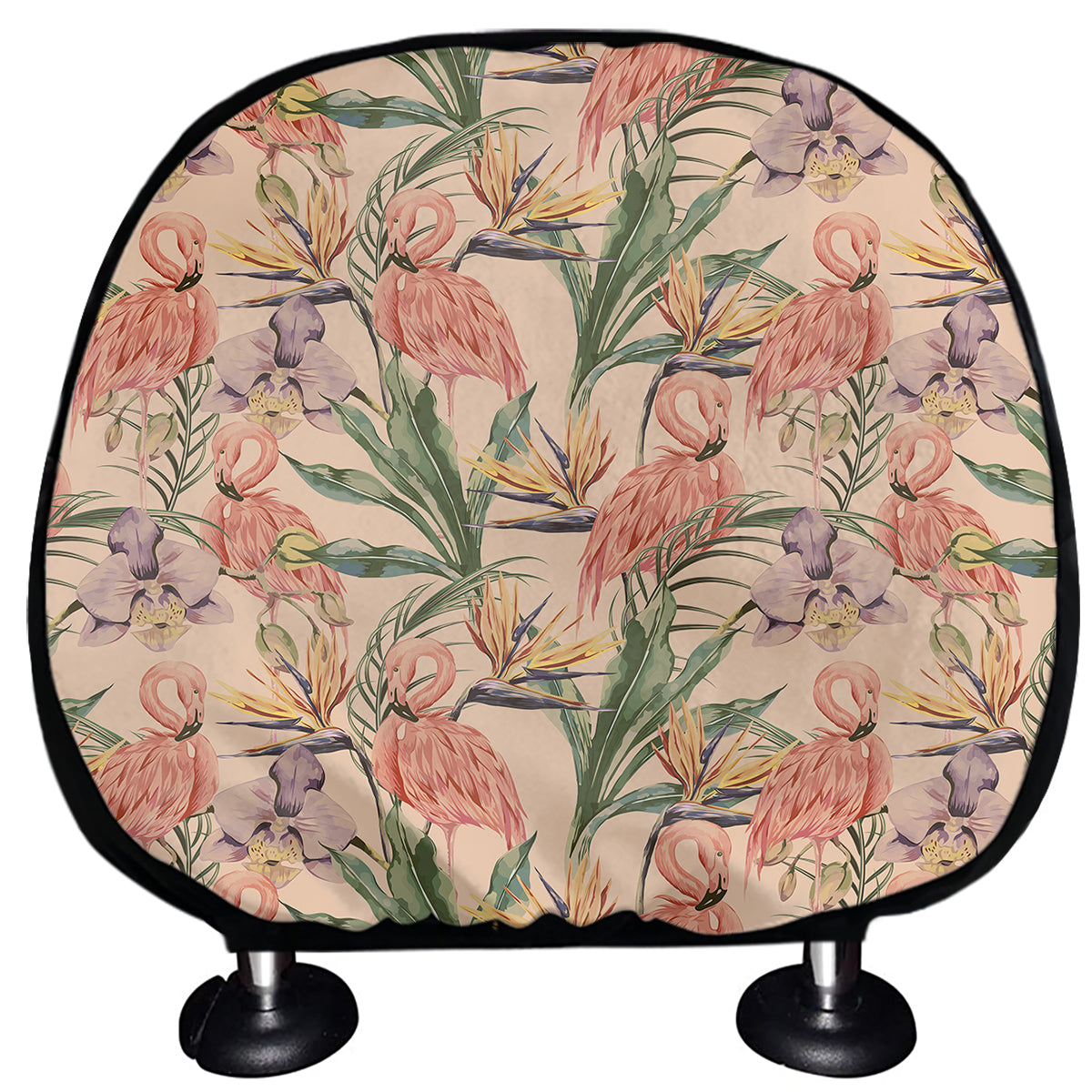 Vintage Flamingo Pattern Print Car Headrest Covers