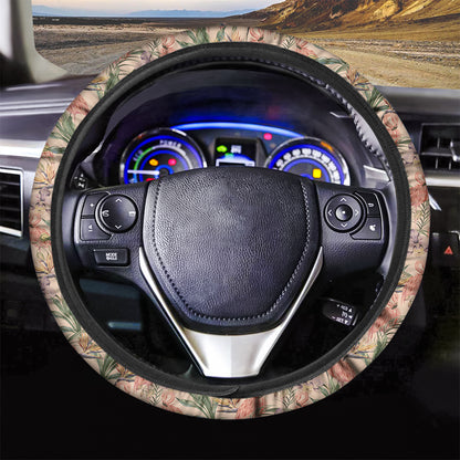 Vintage Flamingo Pattern Print Car Steering Wheel Cover
