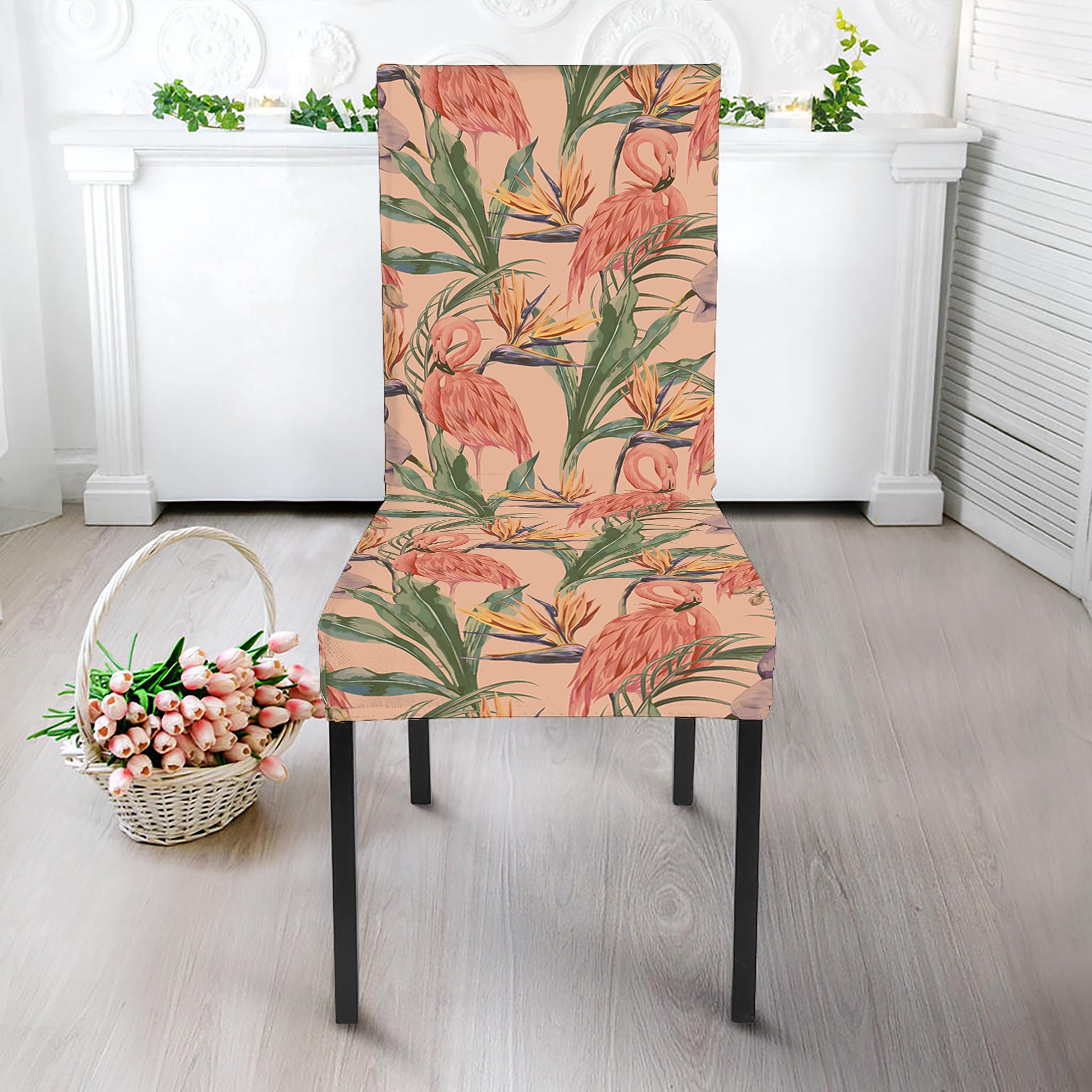 Vintage Flamingo Pattern Print Dining Chair Slipcover