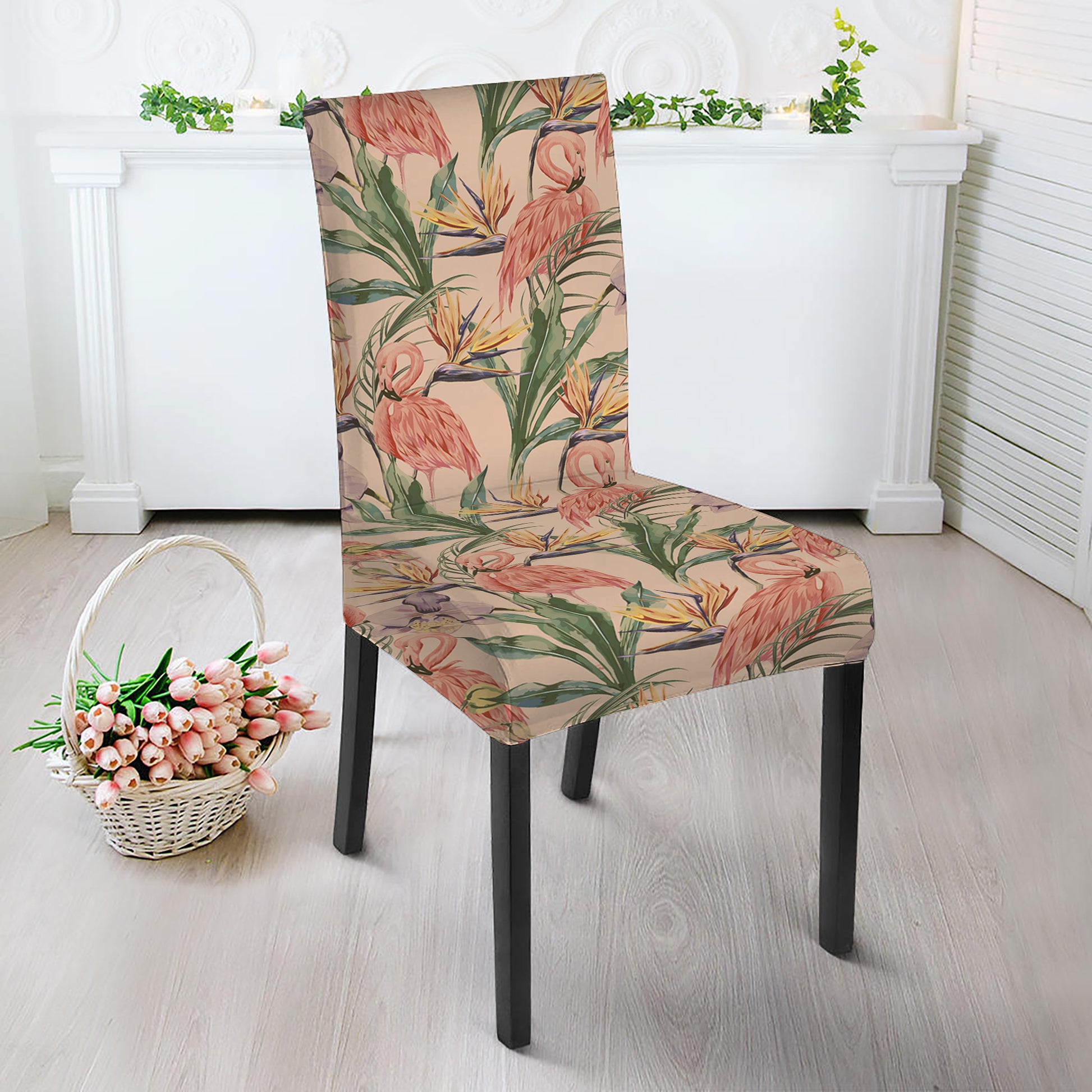 Vintage Flamingo Pattern Print Dining Chair Slipcover