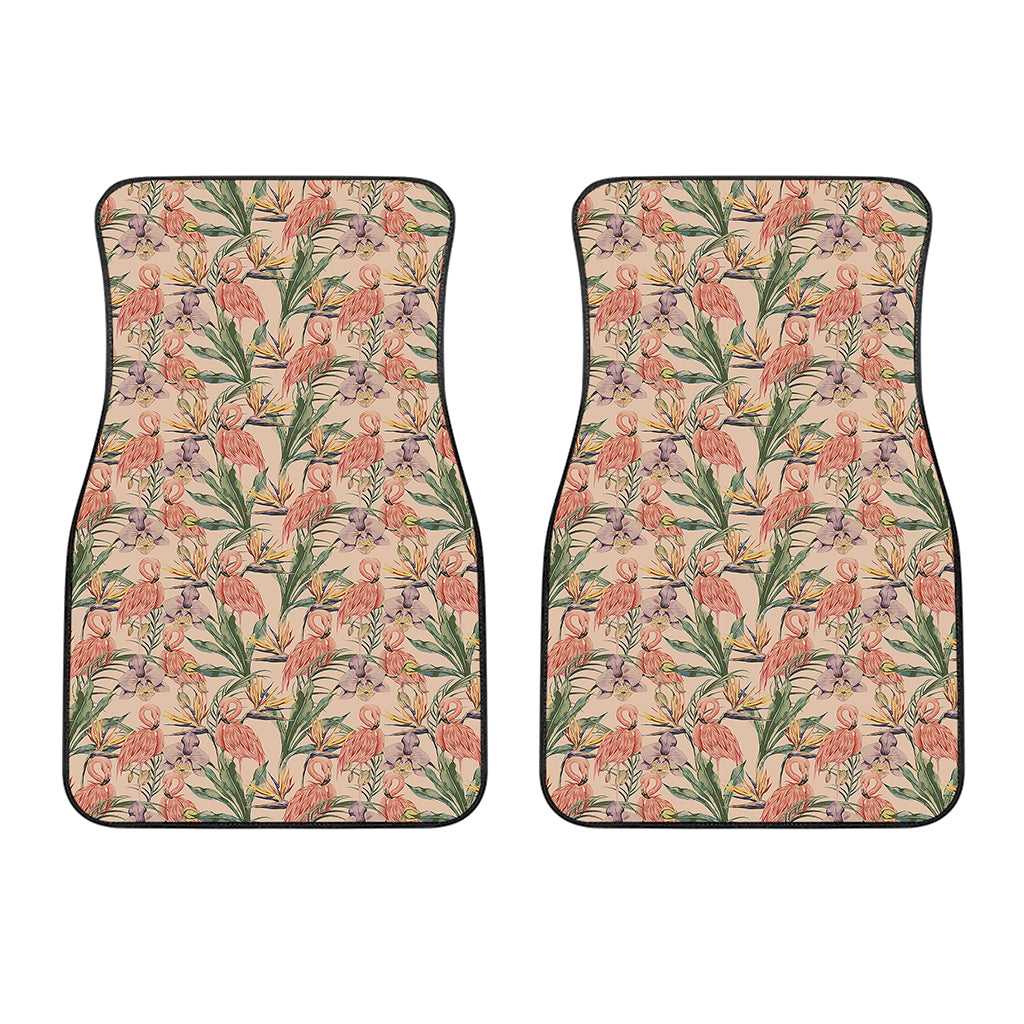 Vintage Flamingo Pattern Print Front Car Floor Mats