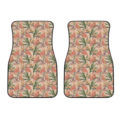 Vintage Flamingo Pattern Print Front Car Floor Mats