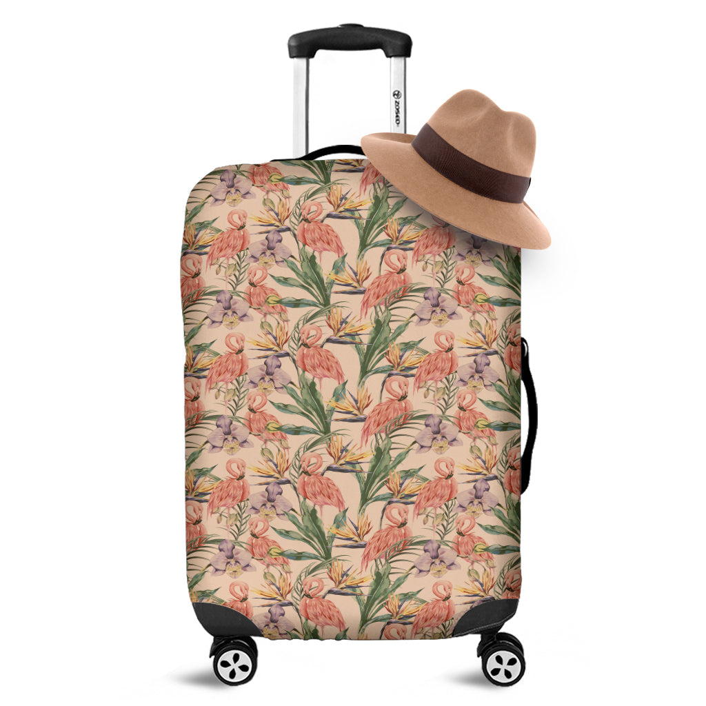 Vintage Flamingo Pattern Print Luggage Cover