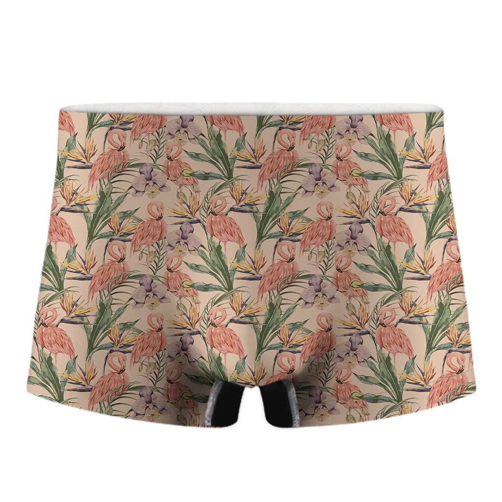 Vintage Flamingo Pattern Print Men's Boxer Briefs