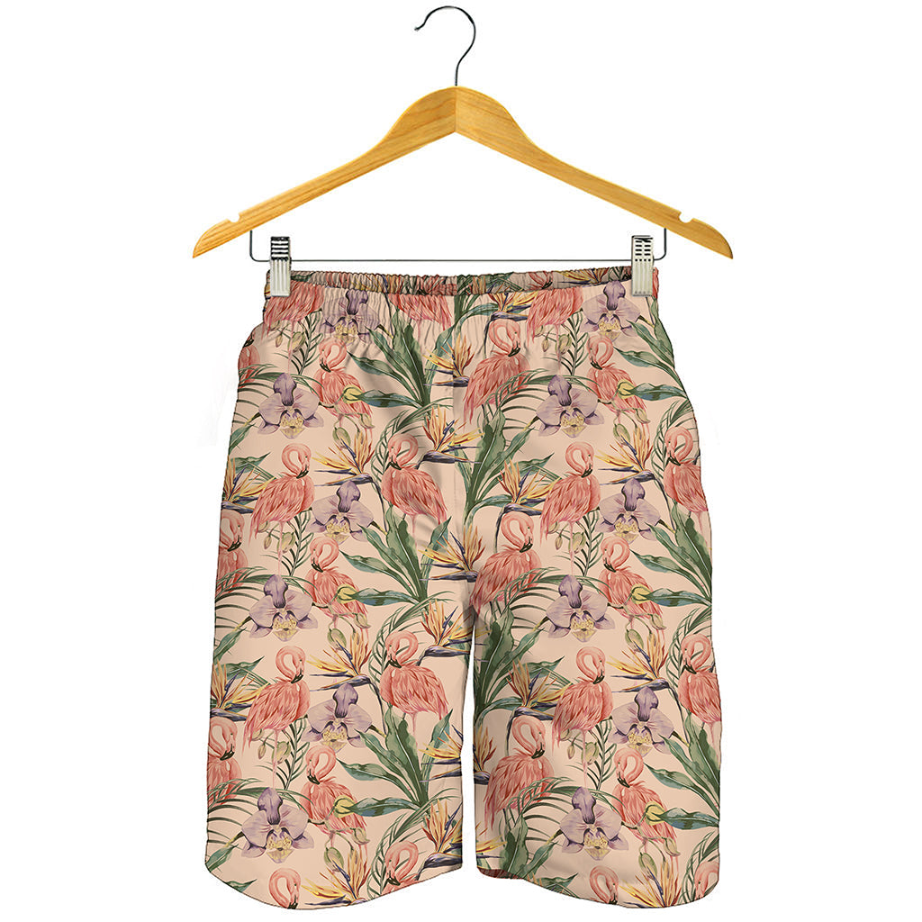 Vintage Flamingo Pattern Print Men's Shorts