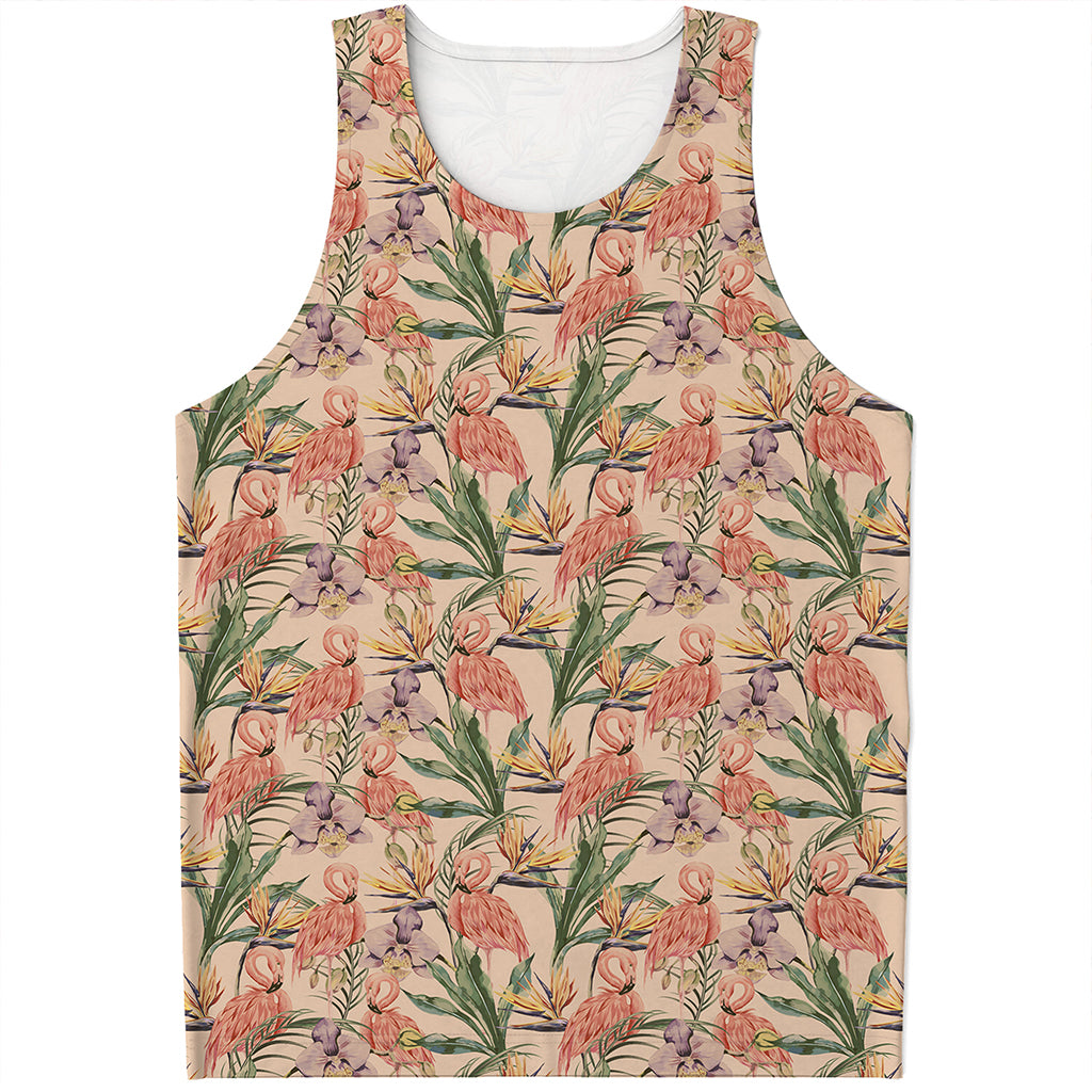 Vintage Flamingo Pattern Print Men's Tank Top