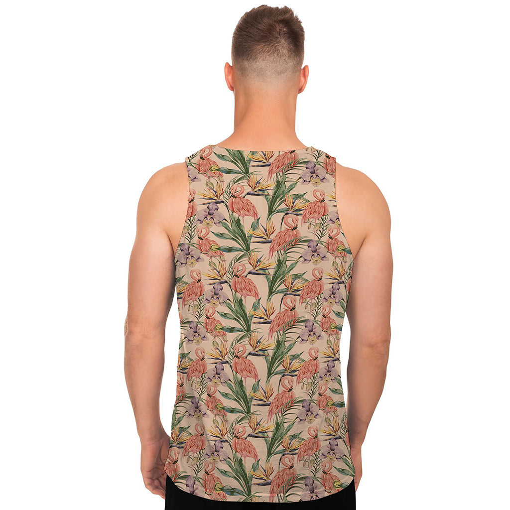 Vintage Flamingo Pattern Print Men's Tank Top