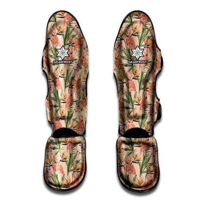 Vintage Flamingo Pattern Print Muay Thai Shin Guard