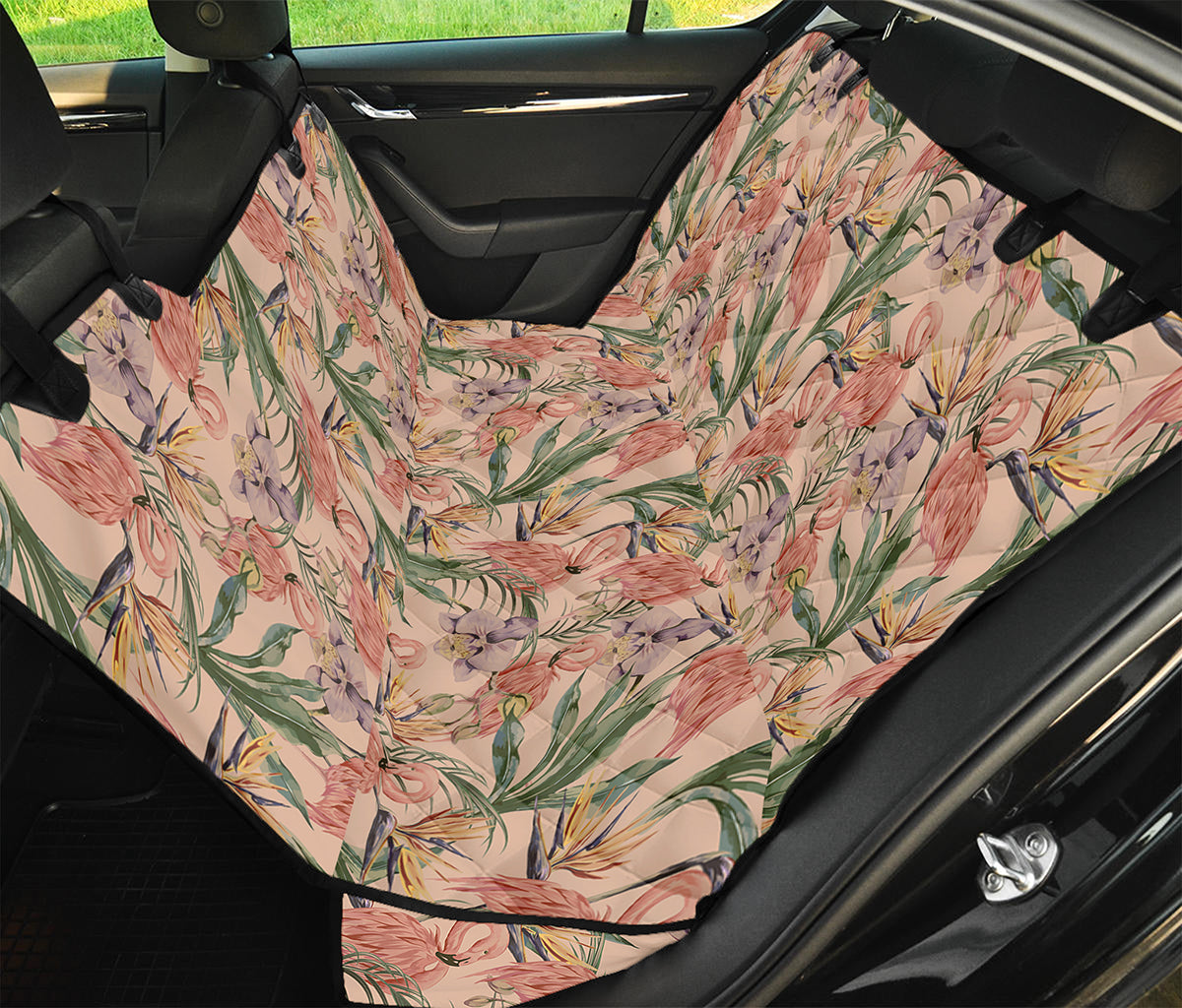 Vintage Flamingo Pattern Print Pet Car Back Seat Cover