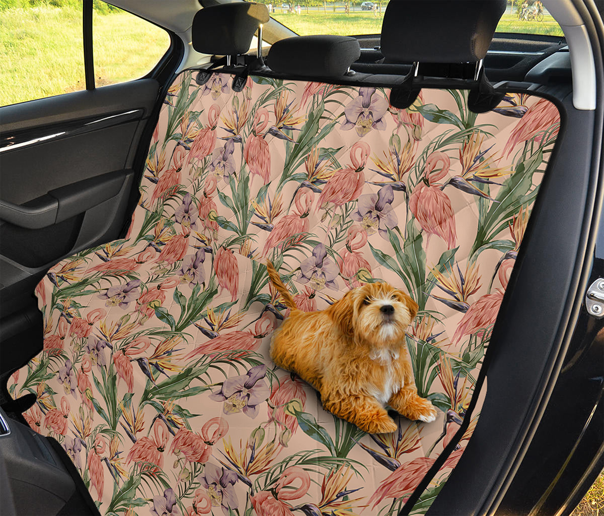 Vintage Flamingo Pattern Print Pet Car Back Seat Cover