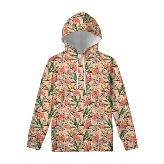 Vintage Flamingo Pattern Print Pullover Hoodie