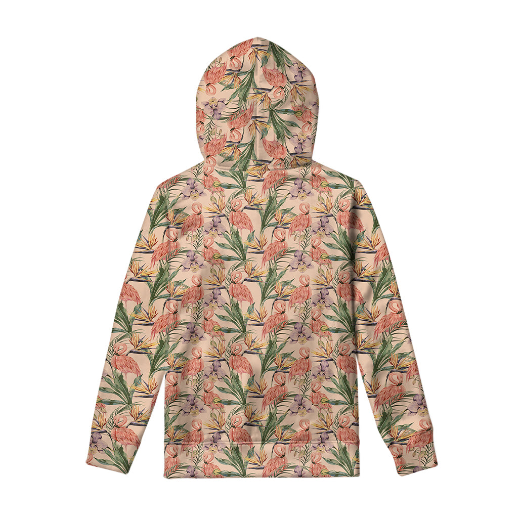 Vintage Flamingo Pattern Print Pullover Hoodie