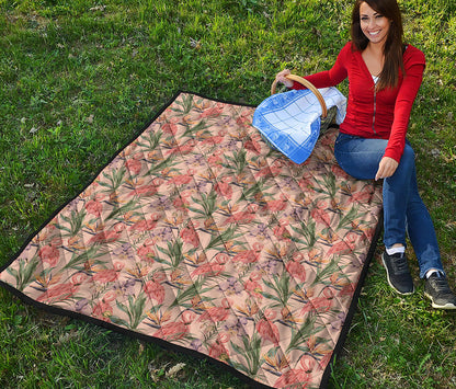 Vintage Flamingo Pattern Print Quilt