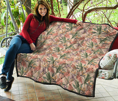 Vintage Flamingo Pattern Print Quilt