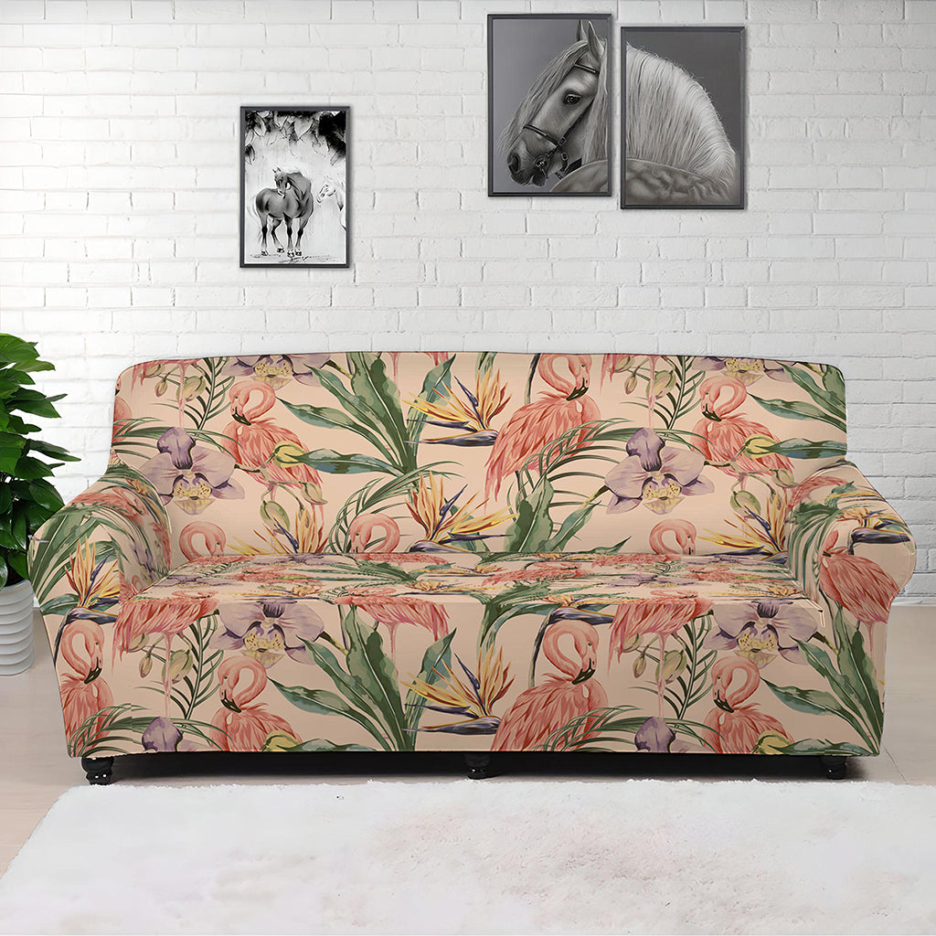 Vintage Flamingo Pattern Print Sofa Cover