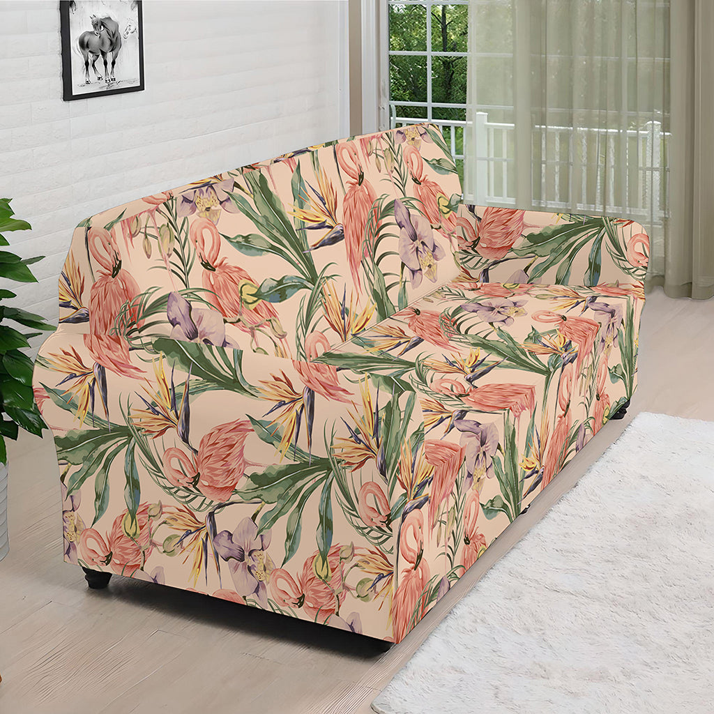 Vintage Flamingo Pattern Print Sofa Cover