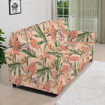 Vintage Flamingo Pattern Print Sofa Cover